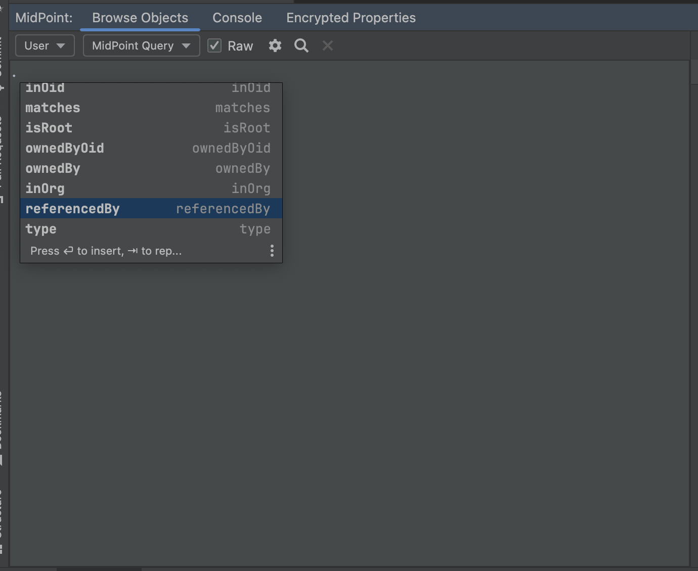 code completions for fitler name