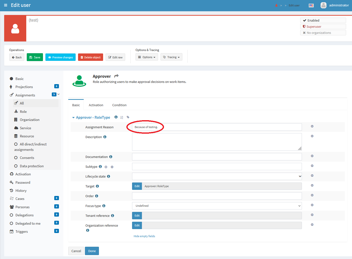 Custom extension value
