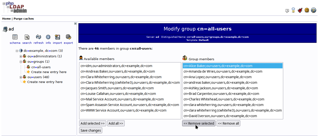 ldap remove user from group in ldap ui