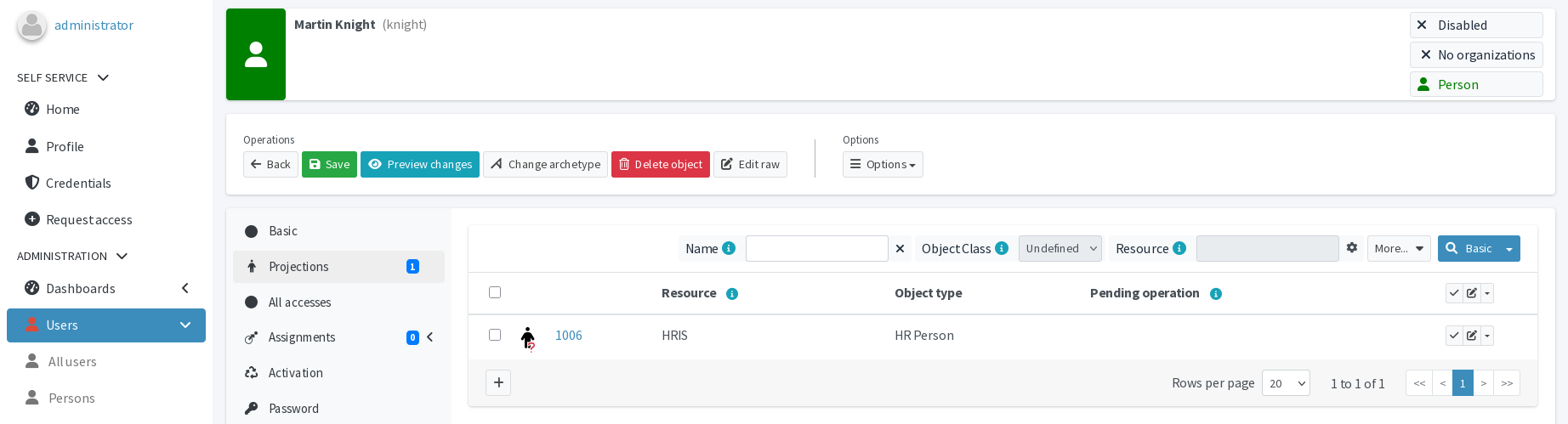 User Martin Knight’s projections contain only the HRIS now