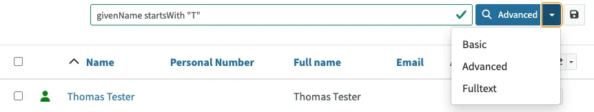 Select Advanced query