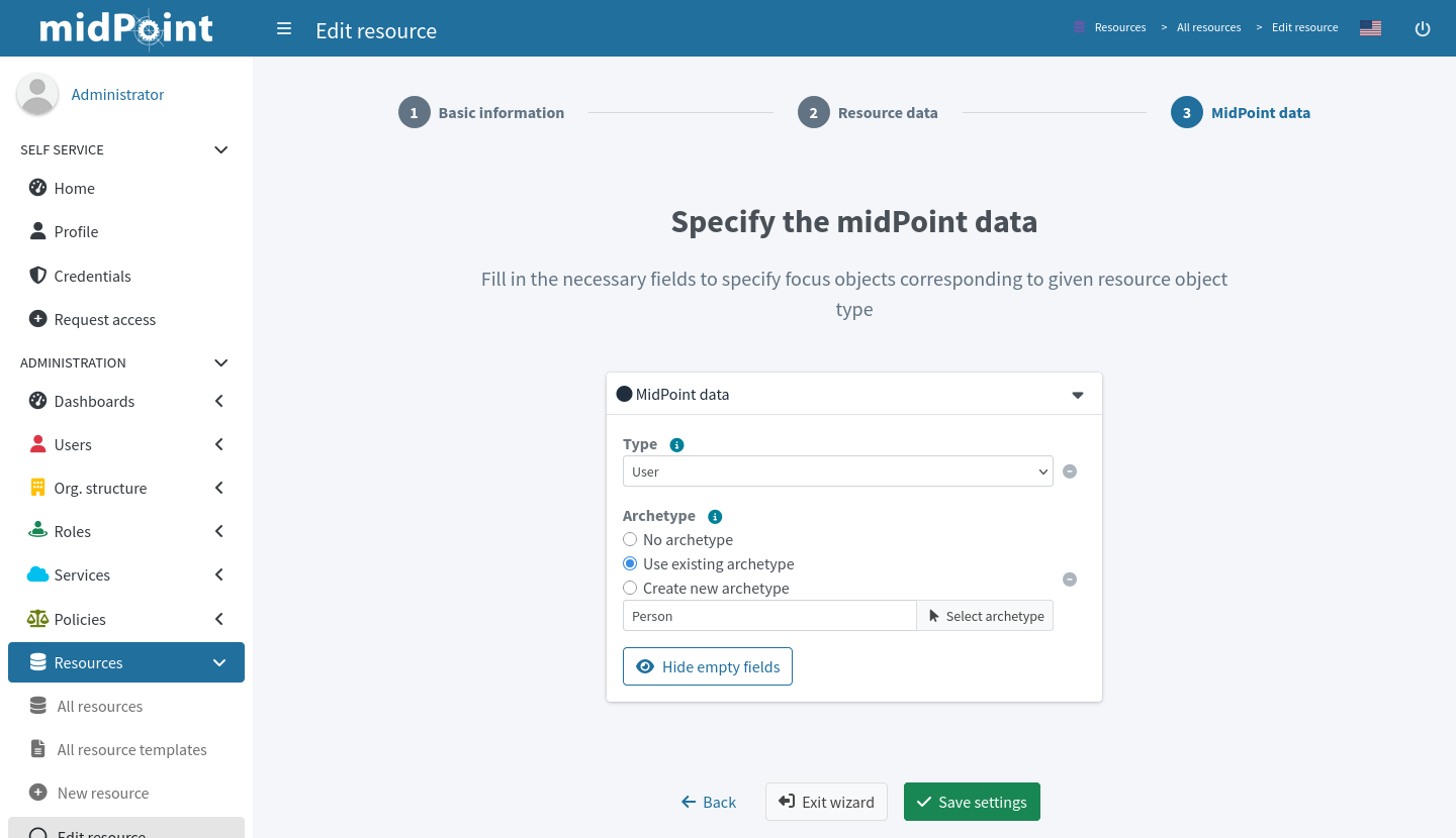 Selecting an archetype for an object type