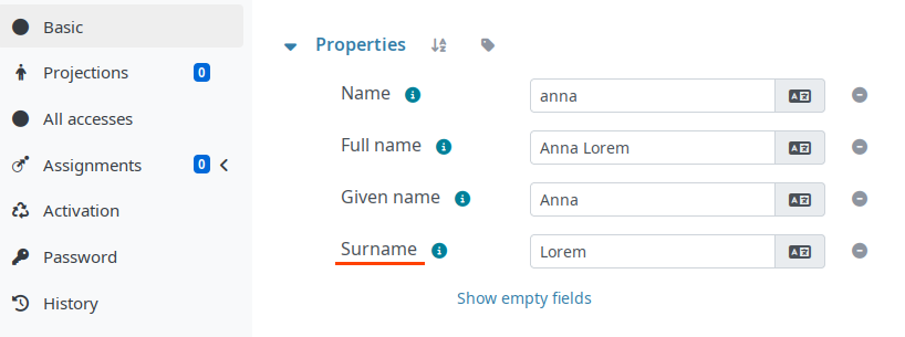 Custom translation for the _Family name_ attribute in English