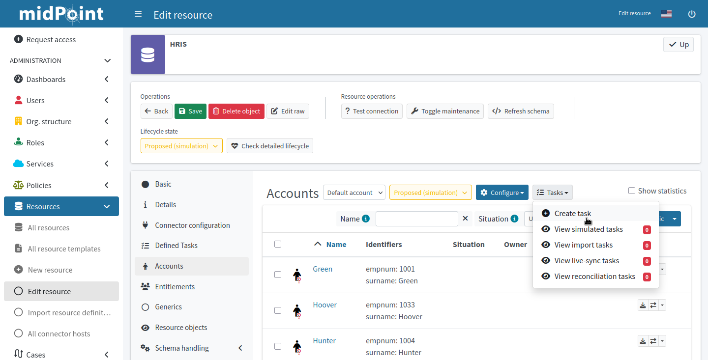 create task from resource account list