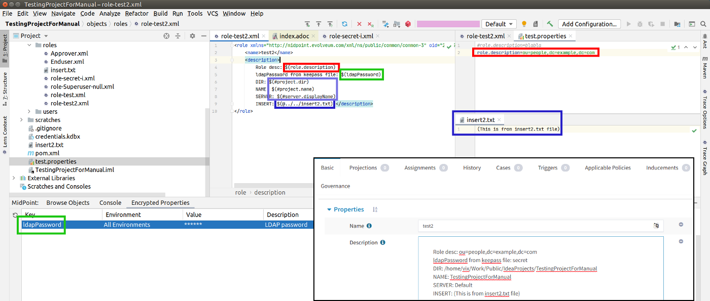 Screenshot of MidPoint Studio with all macros expanded